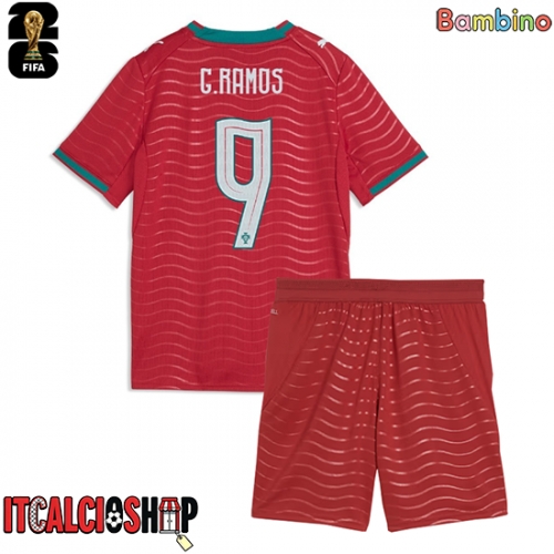 Portogallo Goncalo Ramos #9 Prima Maglia Bambino Mondiali 2026 Manica Corta (+ Pantaloni corti)